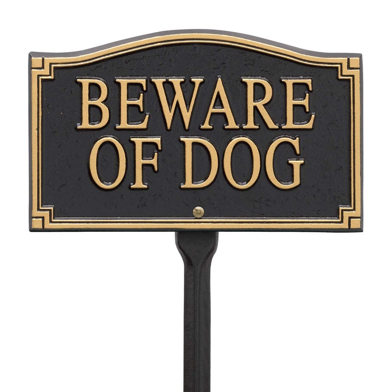 Whitehall Products Beware of Dog Wall/Lawn Statement Marker, Black/Gold - Image 1